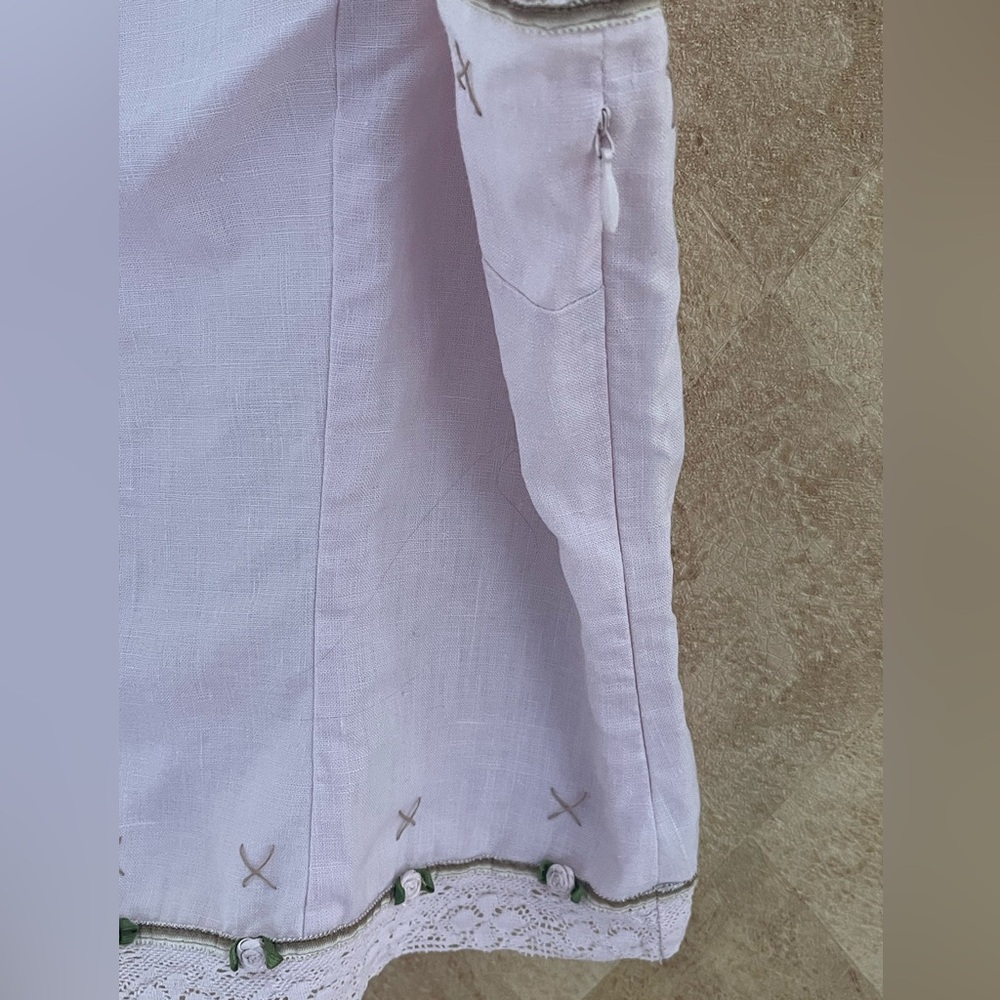 Whistles Linen Embroidered Baby Pink Cami Top with Lace Trim Size US 10 - Picture 6 of 15